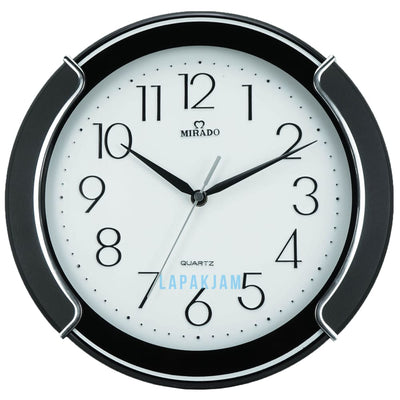 Jam Dinding Analog Polos Minimalis Mirado Hitam Silver JD75-804WIBL