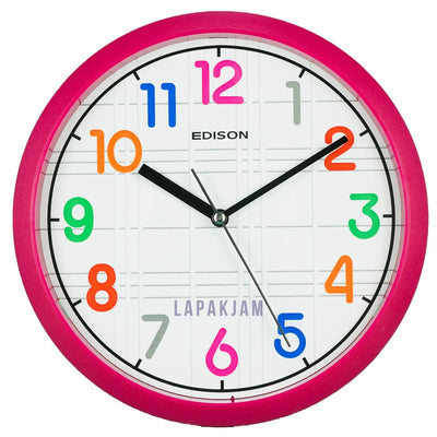 Jam Dinding Analog Polos Minimalis Edison Magenta JD55W27B1MAG