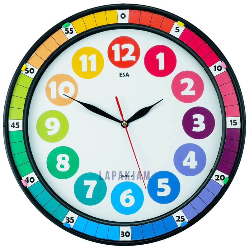 Jam Dinding Analog Polos Minimalis Esa Rainbow JD0040ESA334FA