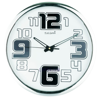 Jam Dinding Analog Polos Minimalis Estiloren Silver JD15203DWIL