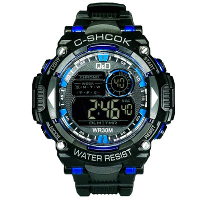 Jam Tangan Digital Sporty QnO Hitam Biru JAQNOD-05DHITBIR