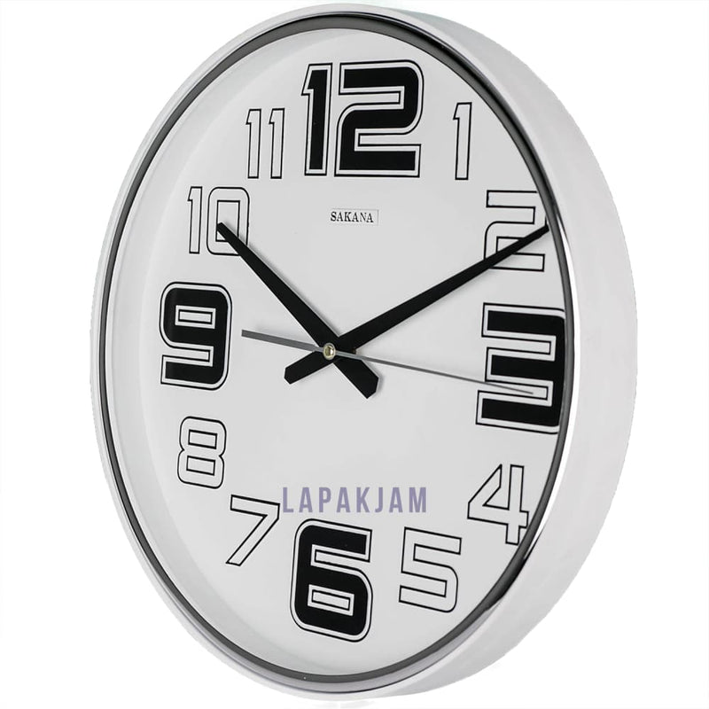 Jam Dinding Analog Polos Minimalis Sakana Putih JDSAKA583PUT