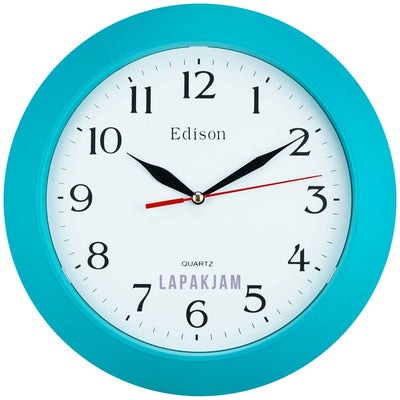 Jam Dinding Analog Polos Minimalis Edison BiruTosca JDEDED07TOS