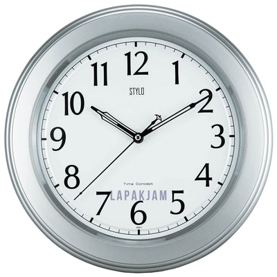Jam Dinding Analog Polos Minimalis Stylo Silver JDST3250T-5SIL