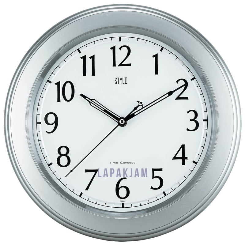 Jam Dinding Analog Polos Minimalis Stylo Silver JDST3250T-5SIL