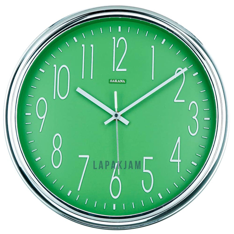 Jam Dinding Analog Polos Minimalis Sakana Hijau JDSA45CHIJ
