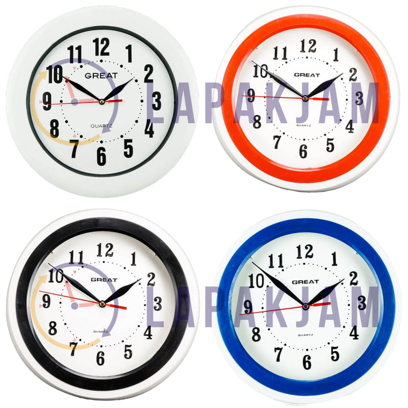 Jam Dinding Analog Polos Minimalis Great Putih JDGR555PUT