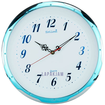 Jam Dinding Analog Polos Minimalis Estiloren Biru JDTICRS0DBL