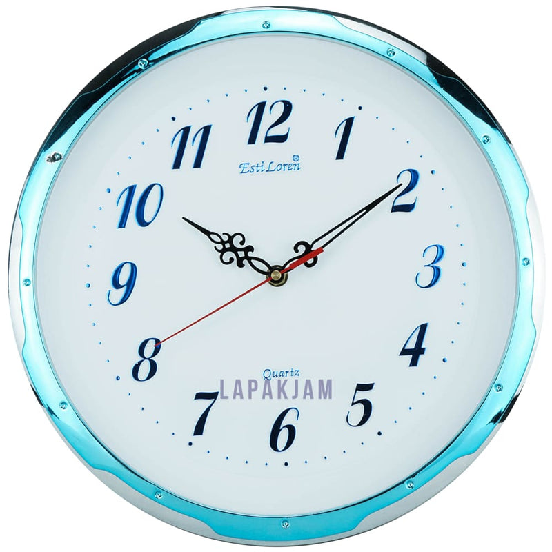 Jam Dinding Analog Polos Minimalis Estiloren Biru JDTICRS0DBL