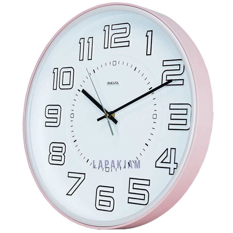 Jam Dinding Analog Polos Minimalis Sakana Pink JDSAKA582PIN