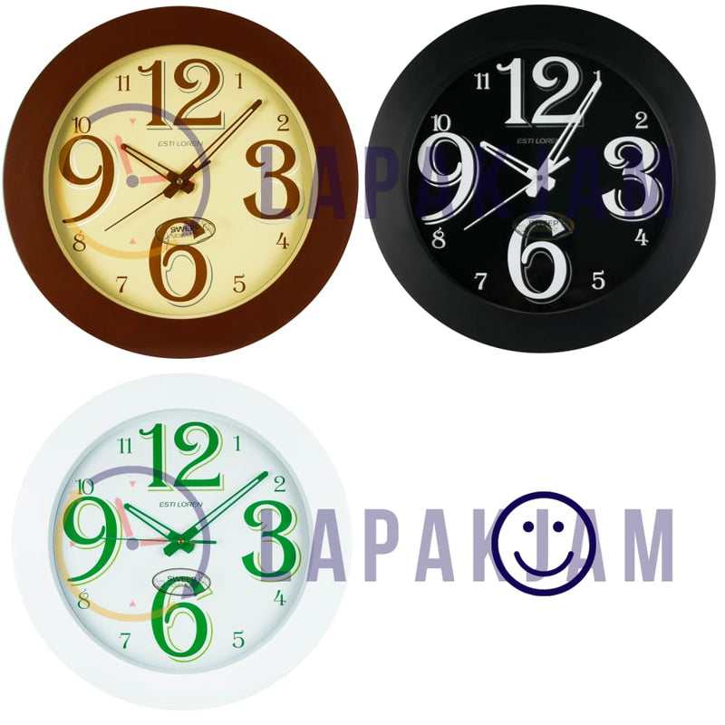 Jam Dinding Analog Polos Minimalis Estiloren Brown JDESTIPTS2155T1-4BRO