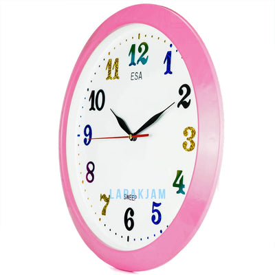 Jam Dinding Analog Polos Minimalis Esa Pink JDESA331PIN