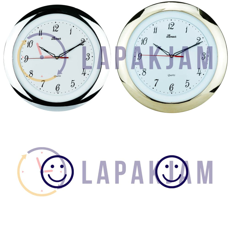 Jam Dinding Analog Polos Minimalis Pioneer Silver JDONCR1P11SL