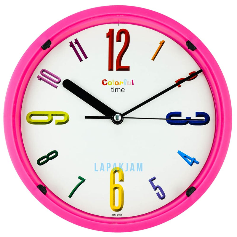 Jam Dinding Analog Polos Minimalis Ontime Pink JDONTI1917-CT01PIN