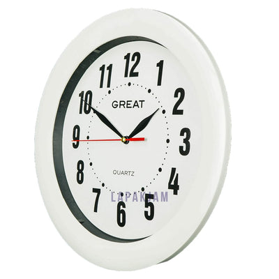Jam Dinding Analog Polos Minimalis Great Putih JDGR555PUT