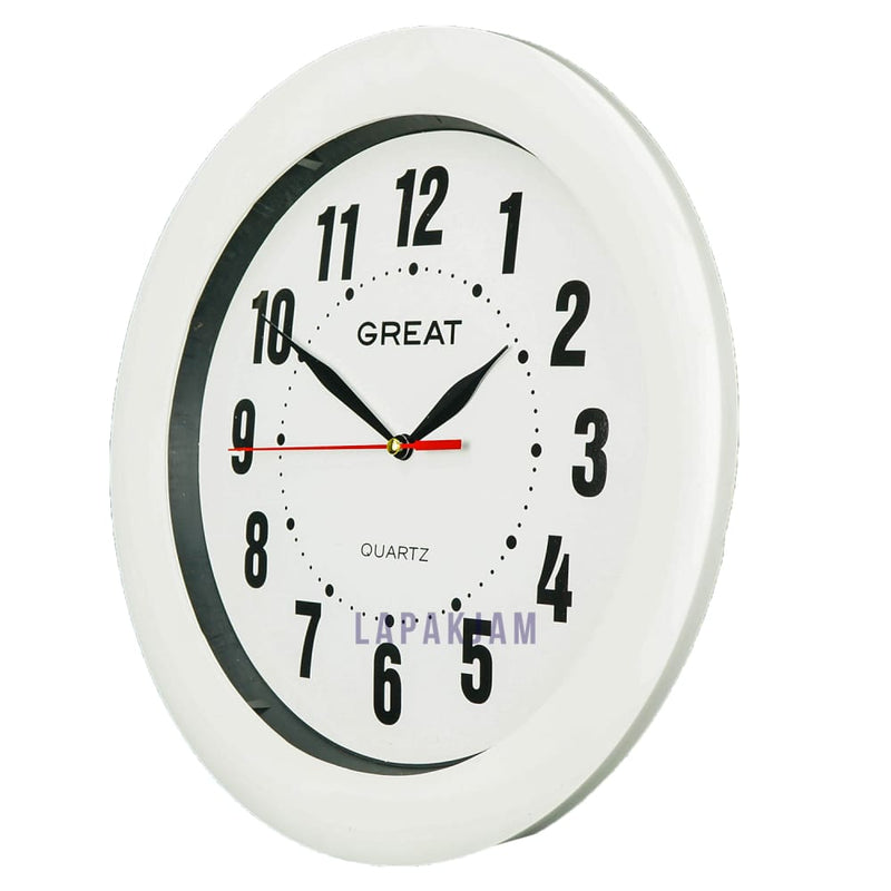 Jam Dinding Analog Polos Minimalis Great Putih JDGR555PUT