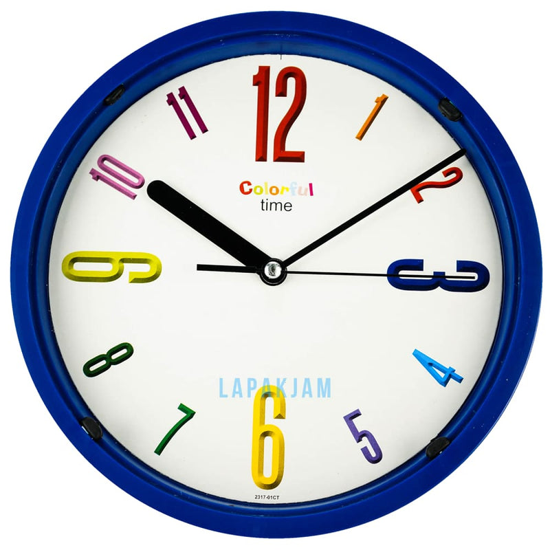 Jam Dinding Analog Polos Minimalis Ontime Biru JDONTI1917-CT01BLU
