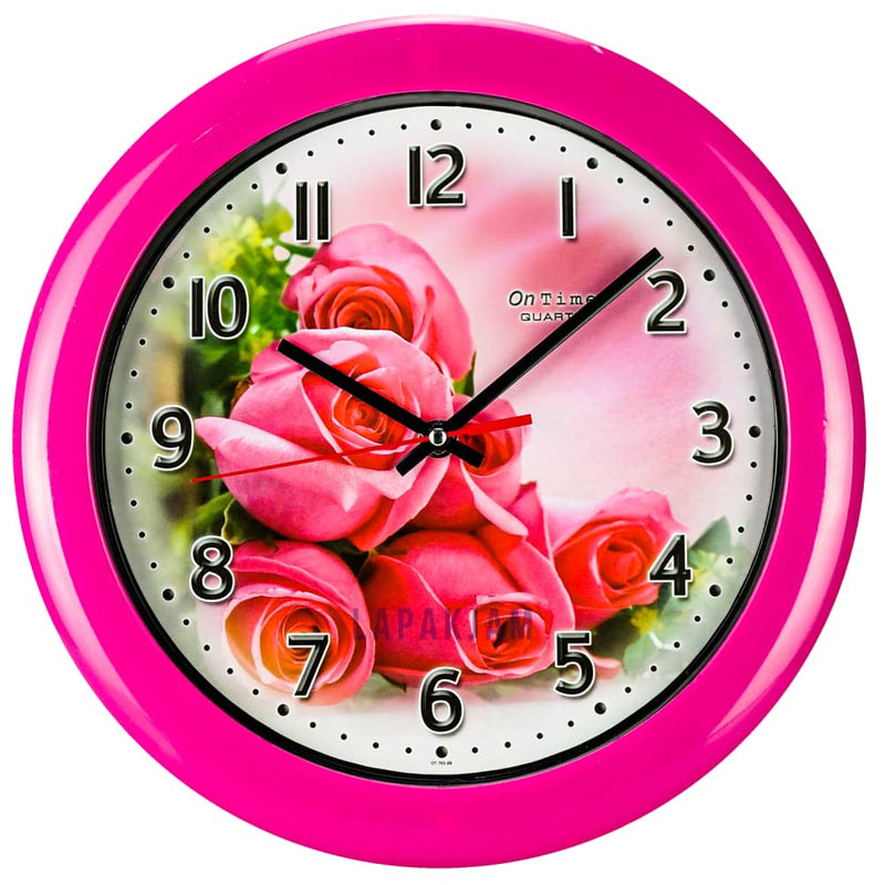 Jam Dinding Analog Bunga Ontime Pink JDON767-F88PIN