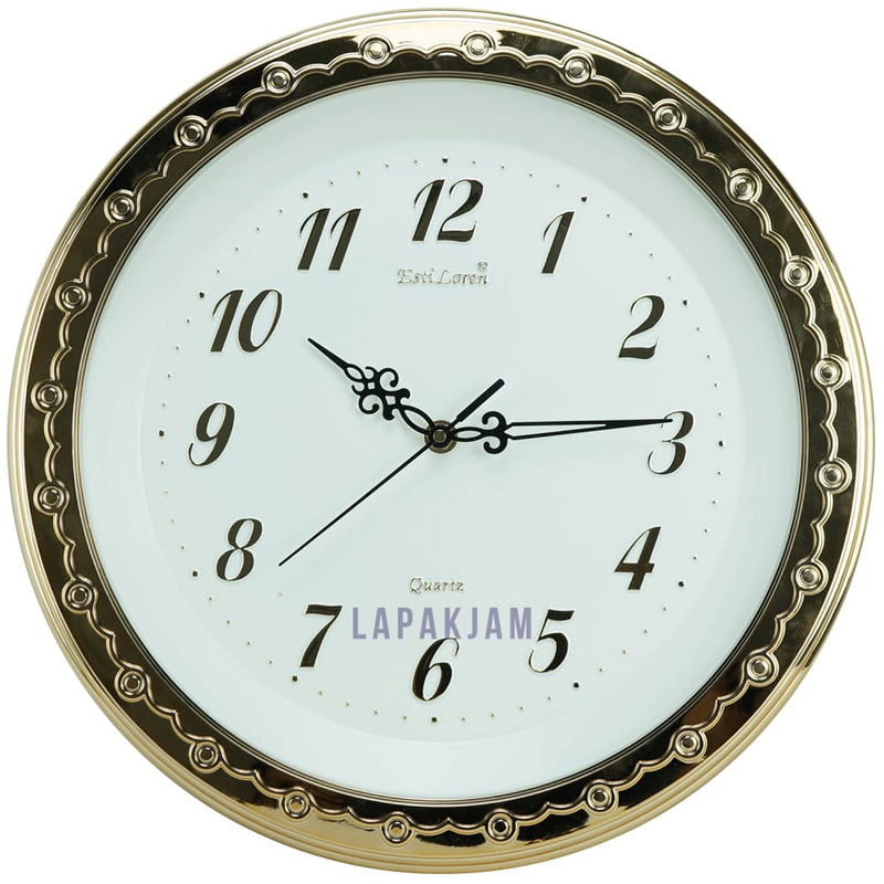 Jam Dinding Analog Polos Minimalis Estiloren Gold JD15S228DGOL