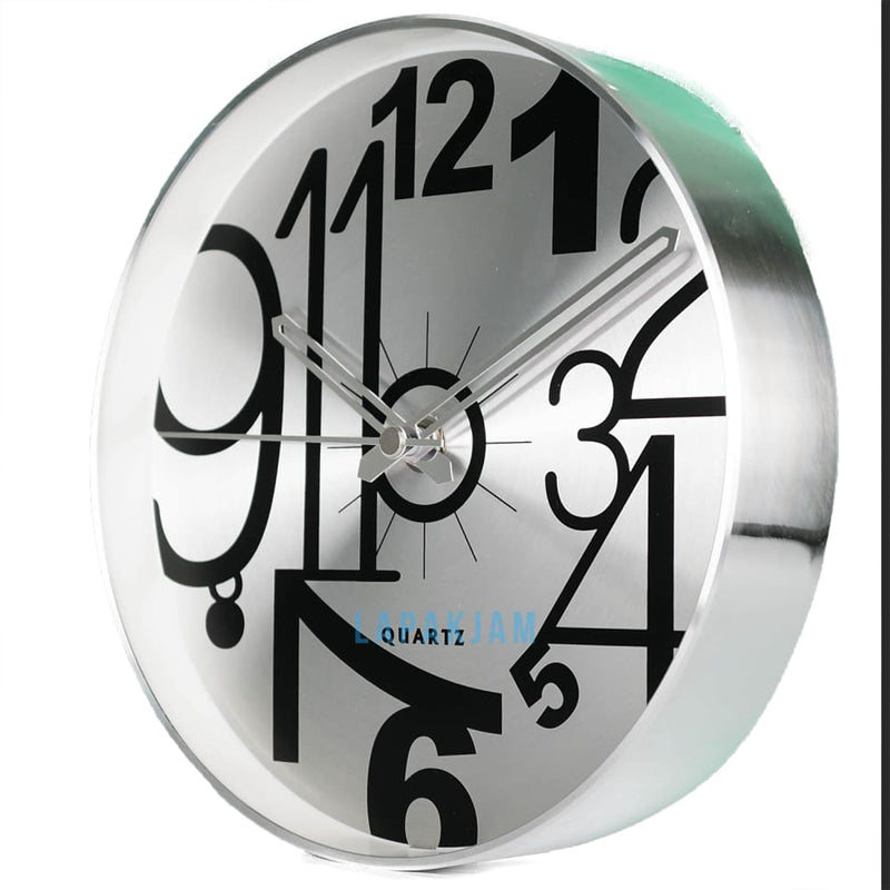Jam Dinding Analog Polos Minimalis Estiloren Silver JD90EST62IL