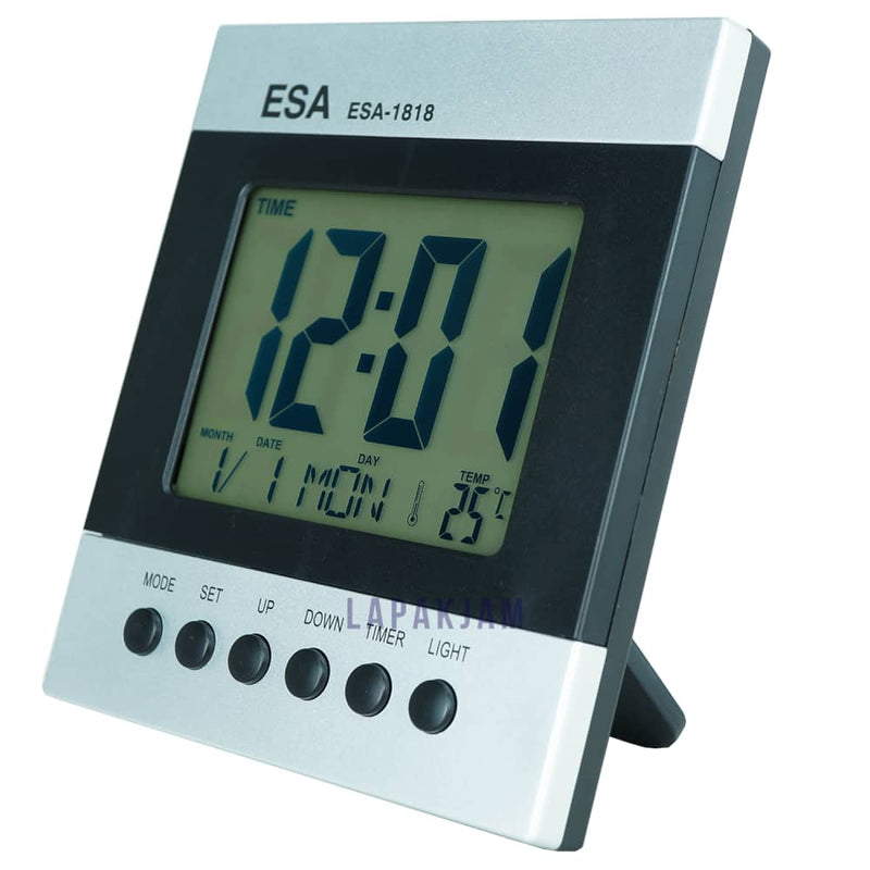 Jam Weker Analog Polos Minimalis Esa Silver WEES818HITSIL