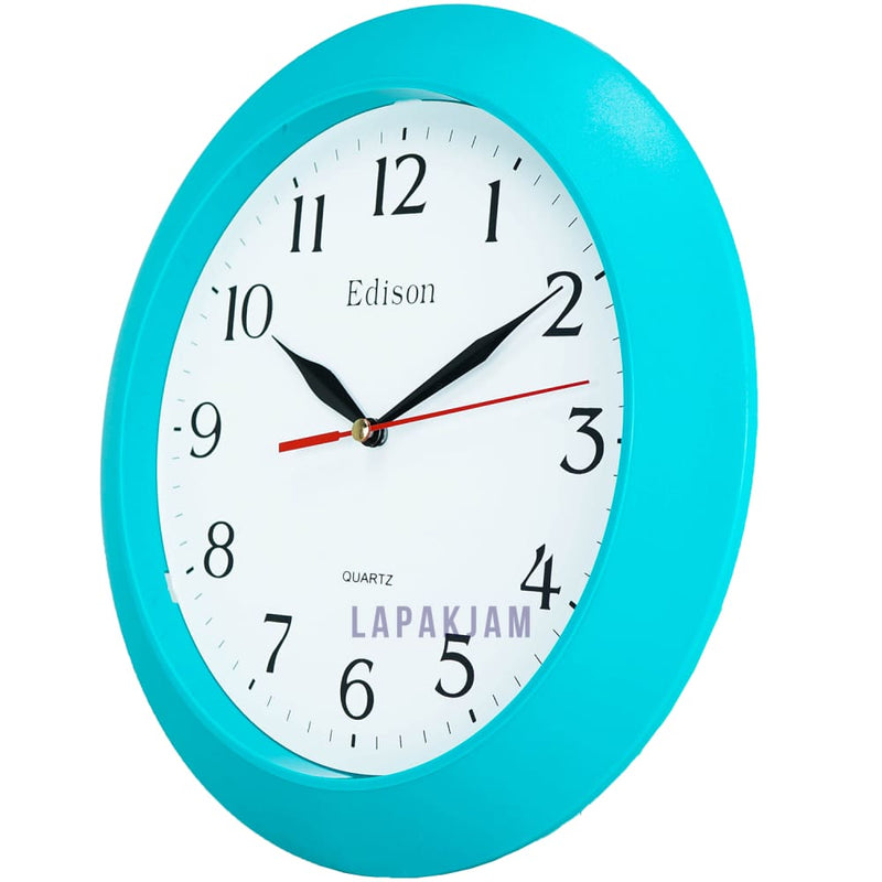 Jam Dinding Analog Polos Minimalis Edison BiruTosca JDEDED07TOS