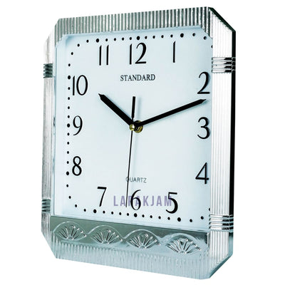 Jam Dinding Analog Polos Minimalis Standard Silver Chrome JDSTAN124PSIL