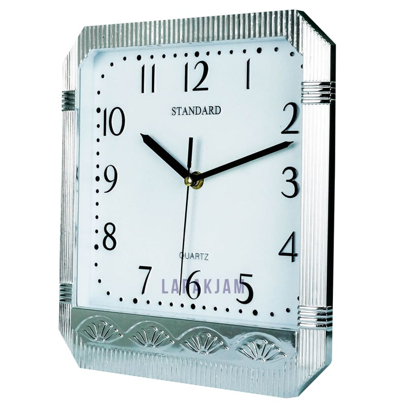 Jam Dinding Analog Polos Minimalis Standard Silver Chrome JDSTAN124PSIL