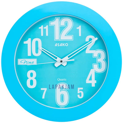 Jam Dinding Analog Polos Minimalis Asako Biru JDAKPT2P15BU