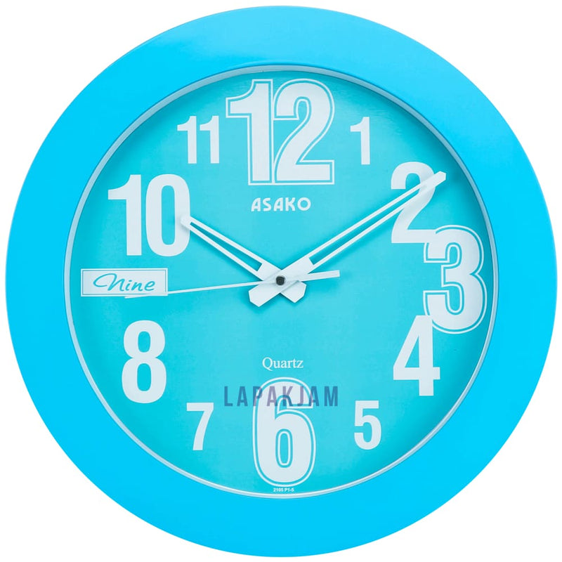 Jam Dinding Analog Polos Minimalis Asako Biru JDAKPT2P15BU