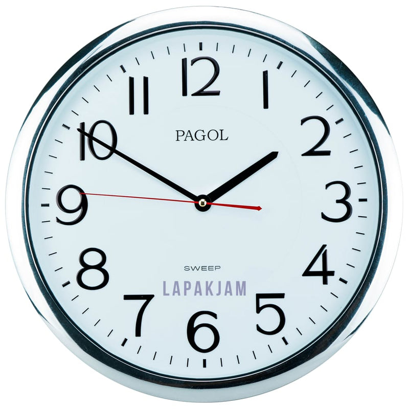 Jam Dinding Analog Chrome Kantor Pagol Silver Chrome JDPAPGWS3TCHSI