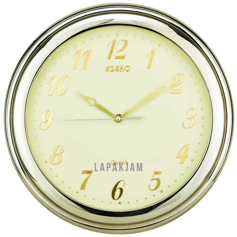 Jam Dinding Analog Polos Minimalis Asako Gold JDAKCR2DIOL
