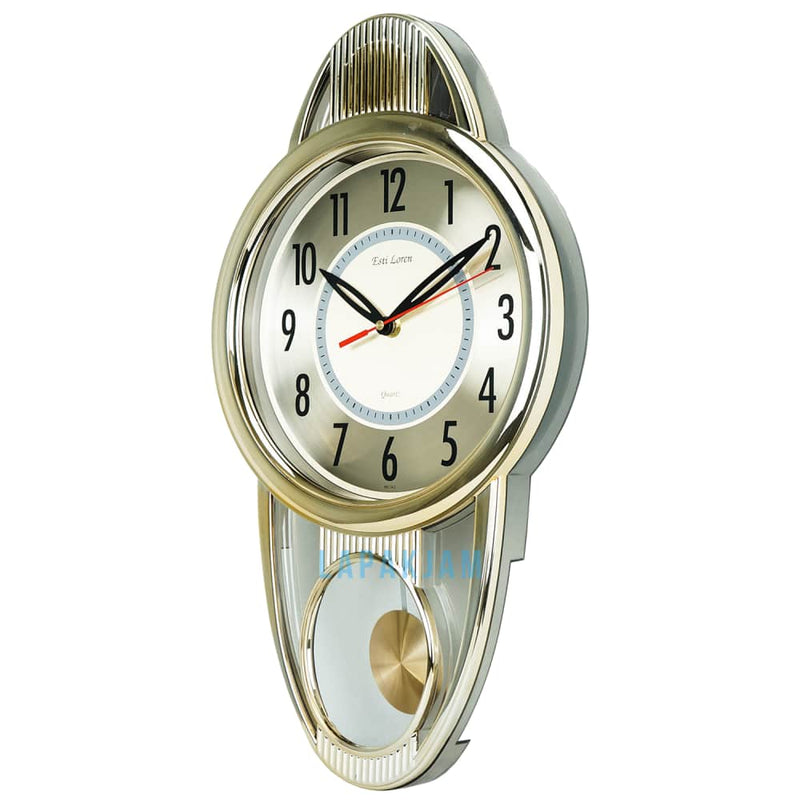 Jam Dinding Bell & Bandul Polos Minimalis Estiloren Gold JDTICRT1T-2OL