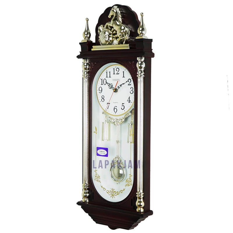 Jam Dinding Bell & Bandul Polos Minimalis Sakana Maroon Puith JDSA325MP