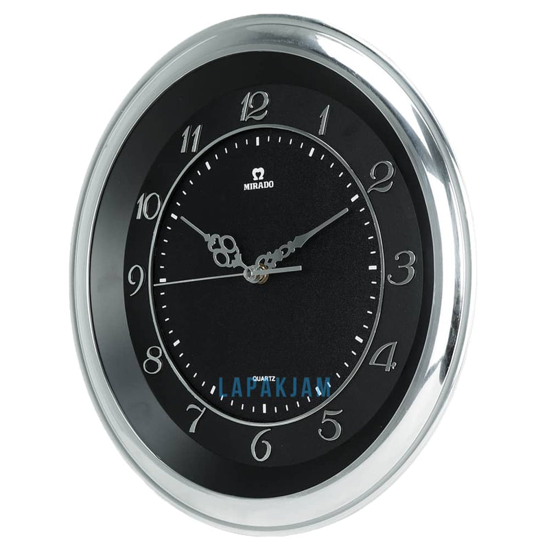Jam Dinding Analog Polos Minimalis Mirado Silver Chrome JD65Q816BASL