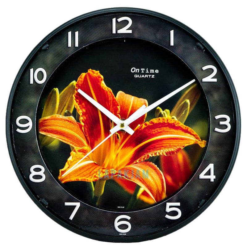 Jam Dinding Analog Bunga Ontime Orange JD33ONT4F4