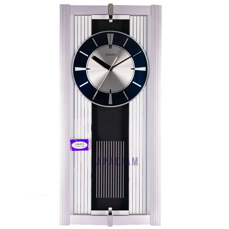 Jam Dinding Bell & Bandul Polos Minimalis Sakana Silver JDSA388-1SIL