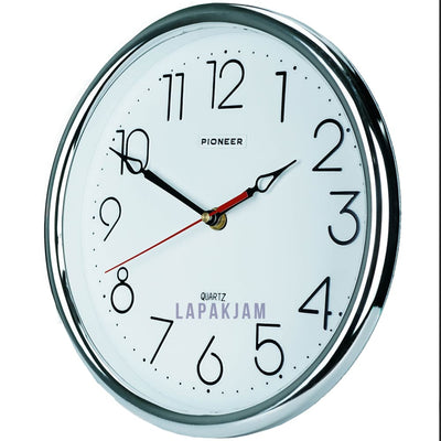 Jam Dinding Analog Polos Minimalis Pioneer Silver JD85108DWIL