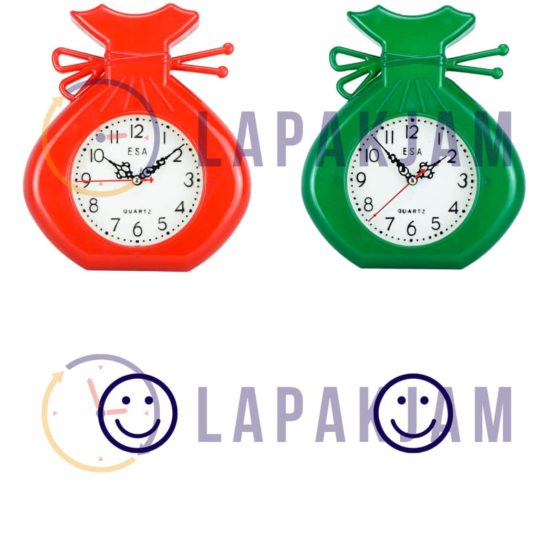 Jam Dinding Analog Permata/Feminim/Norak Esa Merah JD023ESA405MER