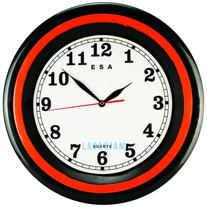 Jam Dinding Analog Polos Minimalis Esa Merah JD035ESA742MER