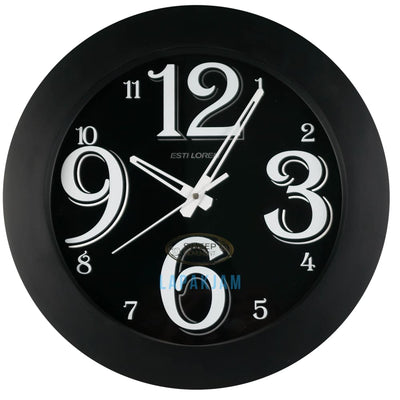 Jam Dinding Analog Polos Minimalis Estiloren Black JDESTIPTS2155T1-1BLA