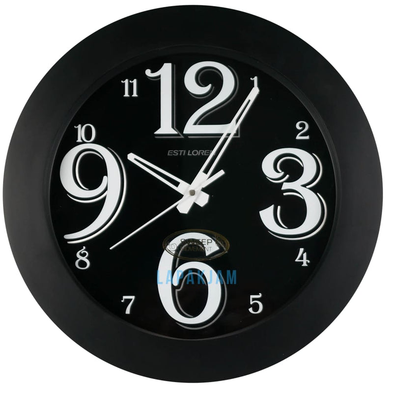 Jam Dinding Analog Polos Minimalis Estiloren Black JDESTIPTS2155T1-1BLA