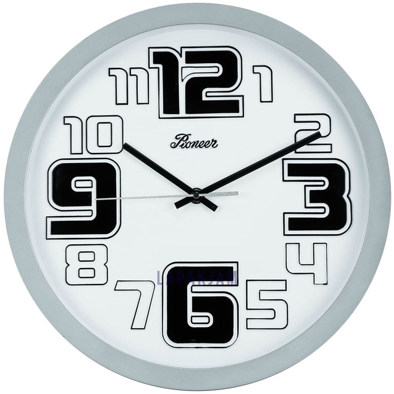 Jam Dinding Analog Polos Minimalis Pioneer Silver JD90213DWIL