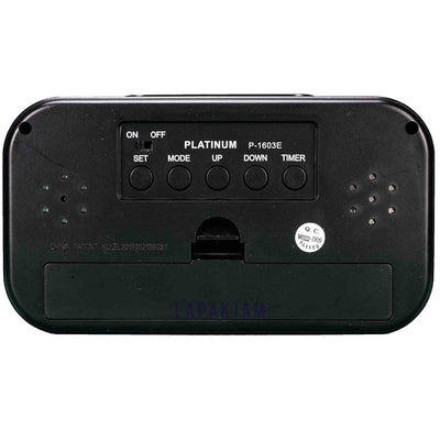 Jam Weker Digital Polos Minimalis Platinum Hitam WEPLATP-1603EHIT