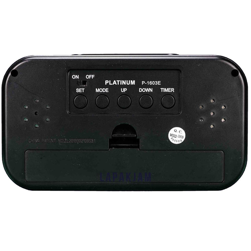 Jam Weker Digital Polos Minimalis Platinum Hitam WEPLATP-1603EHIT