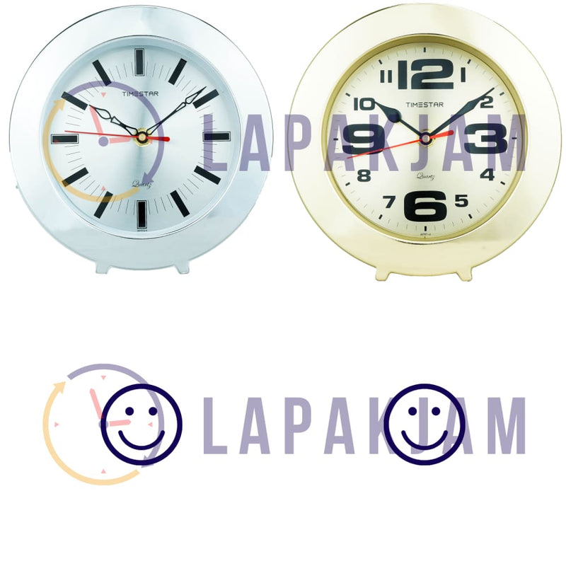 Jam Dinding Analog Polos Minimalis TimeStar Silver Chrome JD63205T24WHI