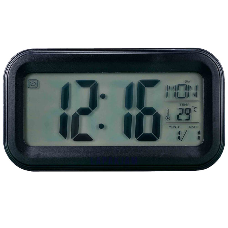 Jam Weker Digital Polos Minimalis Platinum Hitam WEPLATP-1603EHIT