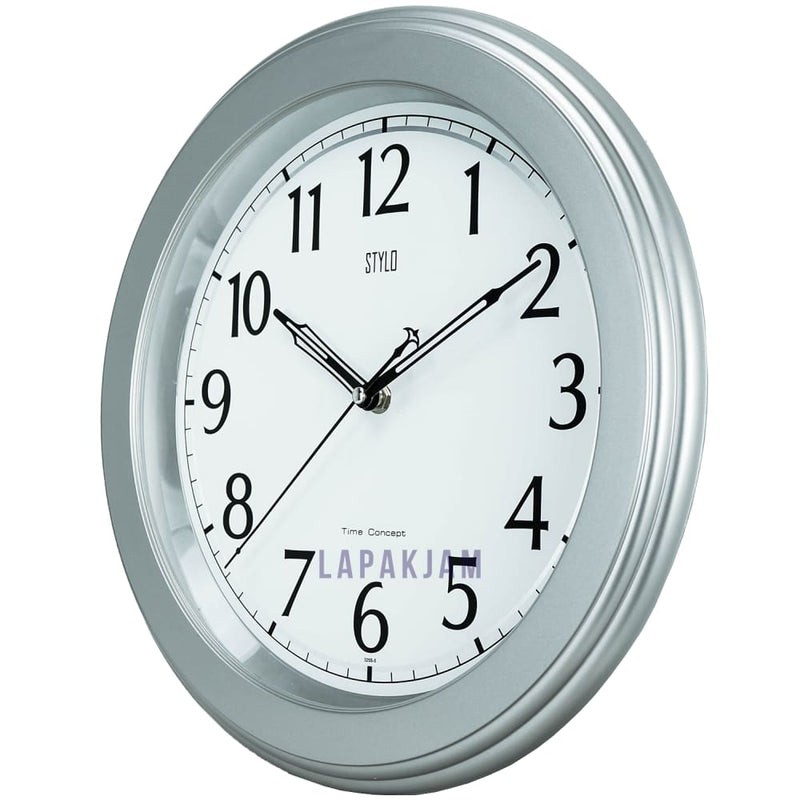 Jam Dinding Analog Polos Minimalis Stylo Silver JDST3250T-5SIL