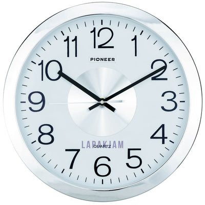 Jam Dinding Analog Polos Minimalis Pioneer Siver JDPIHS137DWWHI