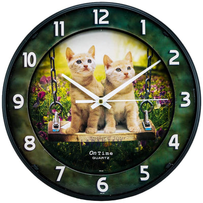 Jam Dinding Analog Animal Ontime Kucing JDTI234HIKU